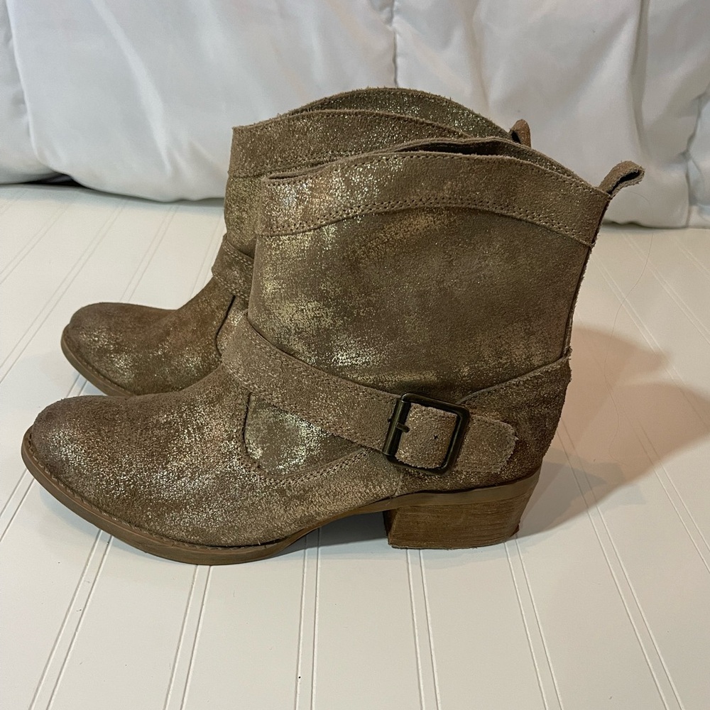 NAUGHTY Monkey | Pascal Fine Metallic Combat Moto Boots Size 8.5